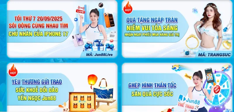 Jun88 cung cấp nhiều ưu đãi rất hấp dẫn cho người tham gia